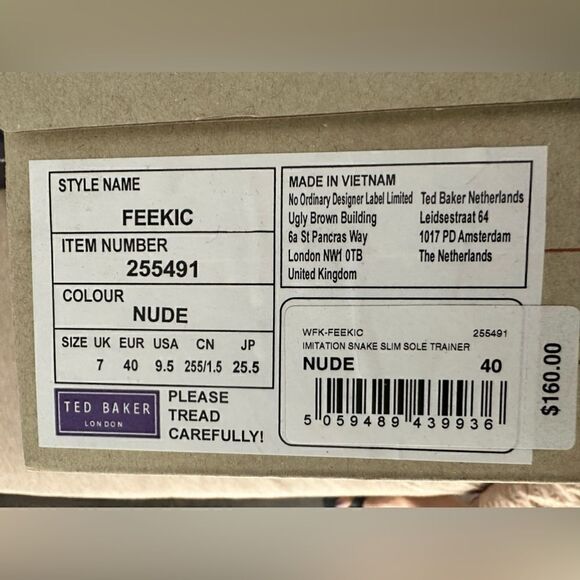 TED BAKER LONDON Women’s Feekic Snake Print Sneakers in the Size 9.5US/40EU - Picture 8 of 8